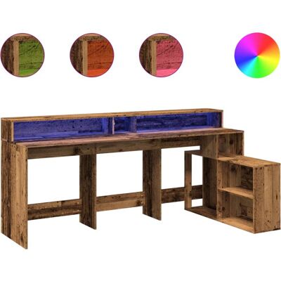 vidaXL Alt Holz LED Schreibtisch - Büro & Gaming Tisch vidaXL Alt Holz LED Schreibtisch - Büro & Gaming Tisch
