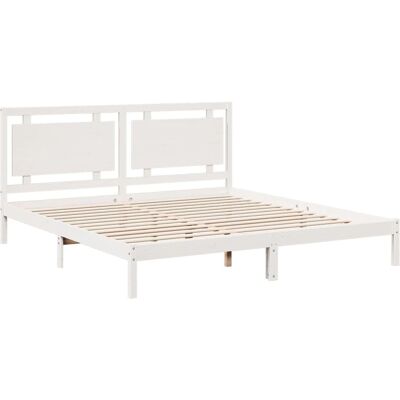 vidaXL Weiß 200x220cm Holz Bettgestell - Unterstützung & Stauraum vidaXL Weiß 200x220cm Holz Bettgestell - Unterstützung & Stauraum