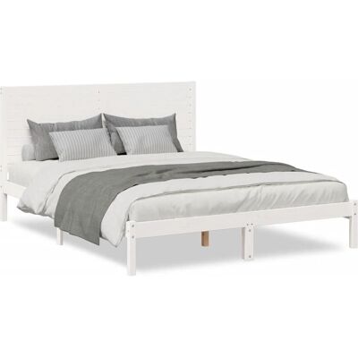 vidaXL Sängkarm - 160x220 cm - Valkoinen - Massiivinen puu vidaXL Sängkarm - 160x220 cm - Valkoinen - Massiivinen puu