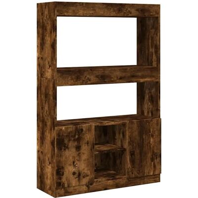 Aparador de roble ahumado 92x33x140 cm vidaXL - Organizador de almacenamiento Aparador de roble ahumado 92x33x140 cm vidaXL - Organizador de almacenamiento
