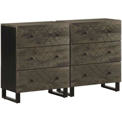 vidaXL Sideboards 2 Stück Schwarz 60x33x75 cm Massivholz Mango - Sideboards vidaXL Sideboards 2 Stück Schwarz 60x33x75 cm Massivholz Mango - Sideboards