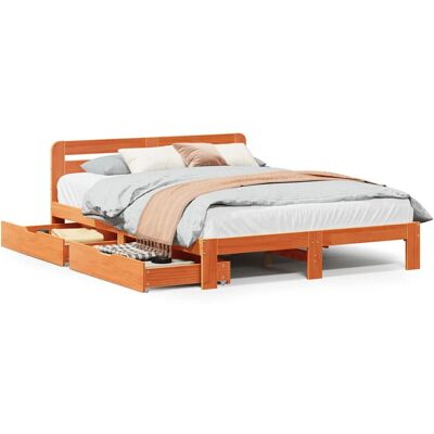 vidaXL 3309874 Sänky - Massiivipuun mänty - 140x190 cm - Sängekarm vidaXL 3309874 Sänky - Massiivipuun mänty - 140x190 cm - Sängekarm