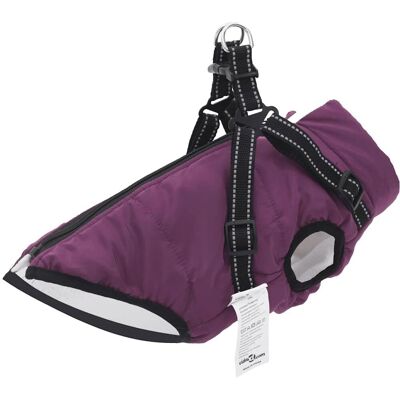 vidaXL Dog Coat with Harness Waterproof Reflective Purple L24 - Dog Coat vidaXL Dog Coat with Harness Waterproof Reflective Purple L24 - Dog Coat
