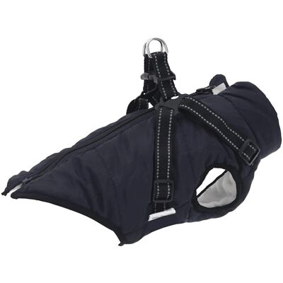 vidaXL Dog Coat with Harness Waterproof Reflective Navy Blue L - Dog Coat vidaXL Dog Coat with Harness Waterproof Reflective Navy Blue L - Dog Coat