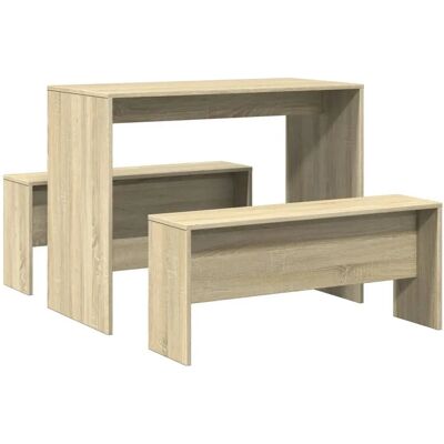 vidaXL Sonoma Eikenkleurige Eettafel en Bankenset - Meubelset vidaXL Sonoma Eikenkleurige Eettafel en Bankenset - Meubelset