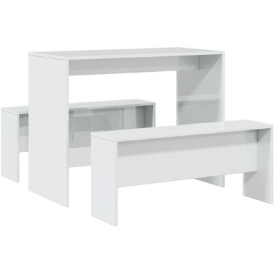 vidaXL 855534 Wit Eetkamermeubelset - Tafel & Bank - Keuken vidaXL 855534 Wit Eetkamermeubelset - Tafel & Bank - Keuken