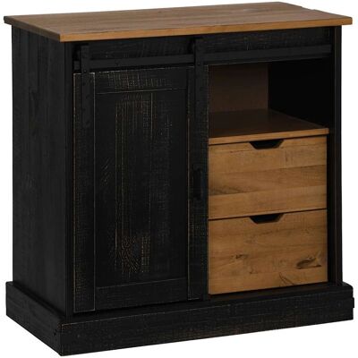 vidaXL Modelo HALDEN Aparador con puerta corredera negro - Sideboard vidaXL Modelo HALDEN Aparador con puerta corredera negro - Sideboard