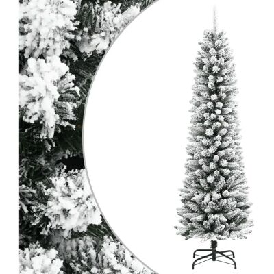 vidaXL Kunstmatige slanke kerstboom met sneeuw PVC en PE - Kerstboom vidaXL Kunstmatige slanke kerstboom met sneeuw PVC en PE - Kerstboom