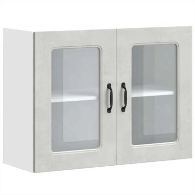 vidaXL Kalmar Küchen-Wandschrank - Glastür, Grau, 80x31x60 cm vidaXL Kalmar Küchen-Wandschrank - Glastür, Grau, 80x31x60 cm