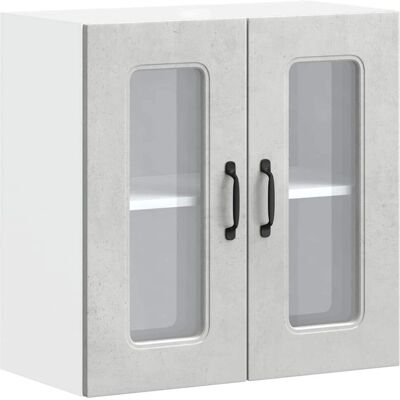 vidaXL Kalmar Wandschrank - Holzwerkstoff, Grau, Glastür vidaXL Kalmar Wandschrank - Holzwerkstoff, Grau, Glastür