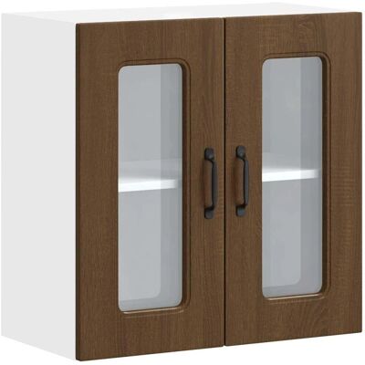 vidaXL Kalmar Braun Eichen-Optik Wand-Schrank mit Glastür vidaXL Kalmar Braun Eichen-Optik Wand-Schrank mit Glastür
