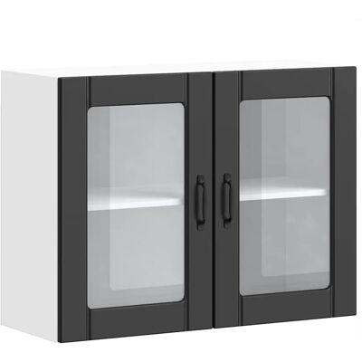 vidaXL Schwarzer Lucca Wand-Schrank - Küchen-Glas-Tür vidaXL Schwarzer Lucca Wand-Schrank - Küchen-Glas-Tür