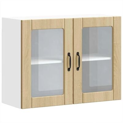 vidaXL Wall Cabinet Sonoma Oak Glass Door - Kitchen Storage Furniture vidaXL Wall Cabinet Sonoma Oak Glass Door - Kitchen Storage Furniture