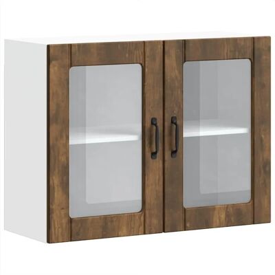 vidaXL Küchen-Hängeschrank mit Glastür Räuchereiche Holzwerkstoff - Küchen-Wandregal vidaXL Küchen-Hängeschrank mit Glastür Räuchereiche Holzwerkstoff - Küchen-Wandregal