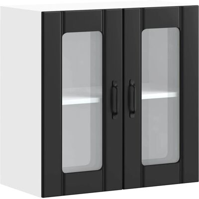 vidaXL Wandregal mit Glastür Lucca Schwarz - Küchen-Schrank vidaXL Wandregal mit Glastür Lucca Schwarz - Küchen-Schrank