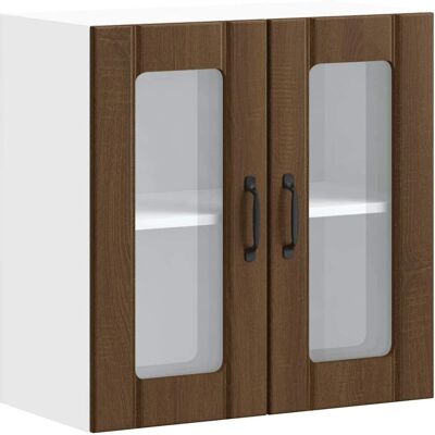vidaXL Brown Oak Wall Cabinet with Glass Door - Kitchen Storage vidaXL Brown Oak Wall Cabinet with Glass Door - Kitchen Storage