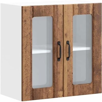 vidaXL Old Wood Kitchen Wall Cabinet with Glass Door - Kitchen Wall Cabinet vidaXL Old Wood Kitchen Wall Cabinet with Glass Door - Kitchen Wall Cabinet