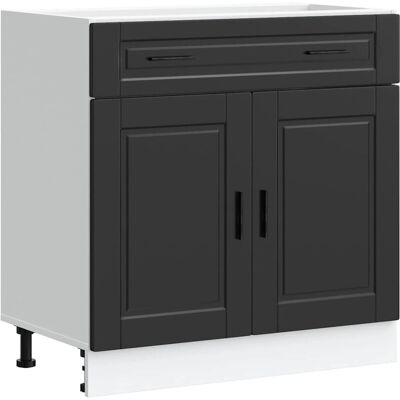 vidaXL Porto Kitchen Base Cabinet - Black - Kitchen Base Cabinet vidaXL Porto Kitchen Base Cabinet - Black - Kitchen Base Cabinet