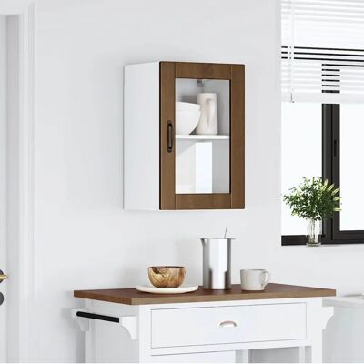 vidaXL Küchen-Wand-Schrank Porto Braun Eiche - Wandregal mit Glastür vidaXL Küchen-Wand-Schrank Porto Braun Eiche - Wandregal mit Glastür