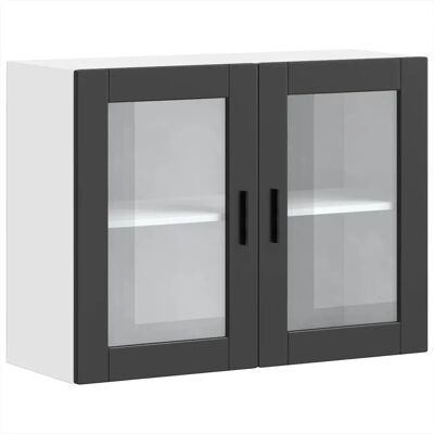 vidaXL Schwarzes Porto Wandküchenschrank mit Glastür vidaXL Schwarzes Porto Wandküchenschrank mit Glastür