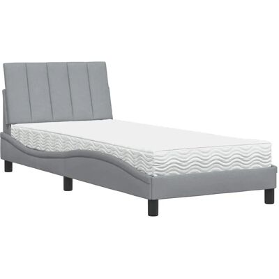 VidaXL Bett - Grau Stoff, Schaumstoffmatratze, Kein Boxspring - Bett VidaXL Bett - Grau Stoff, Schaumstoffmatratze, Kein Boxspring - Bett