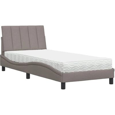 VidaXL Bett - Grau Taupe Stoff 80x200cm - Mit Matratze VidaXL Bett - Grau Taupe Stoff 80x200cm - Mit Matratze