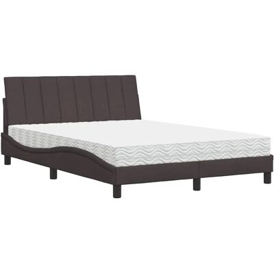 vidaXL Bett mit Matratze Dunkelbraun 120x200 cm Stoff Braun - Komfort & Unterstützung - Bett vidaXL Bett mit Matratze Dunkelbraun 120x200 cm Stoff Braun - Komfort & Unterstützung - Bett