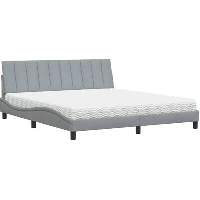 vidaXL Bett mit Matratze - Unterstützend Hellgrau 160x200 cm vidaXL Bett mit Matratze - Unterstützend Hellgrau 160x200 cm