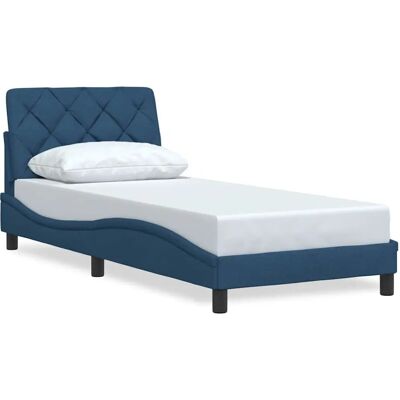 vidaXL Bettrahmen mit Blauem Stoff und Wellenmuster - Bettrahmen vidaXL Bettrahmen mit Blauem Stoff und Wellenmuster - Bettrahmen