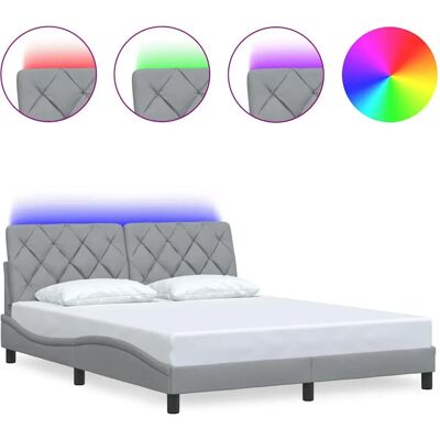 vidaXL Bettgestell 3310692 - Mit LED - Hellgrau - 200x200cm - Moderner Stil vidaXL Bettgestell 3310692 - Mit LED - Hellgrau - 200x200cm - Moderner Stil