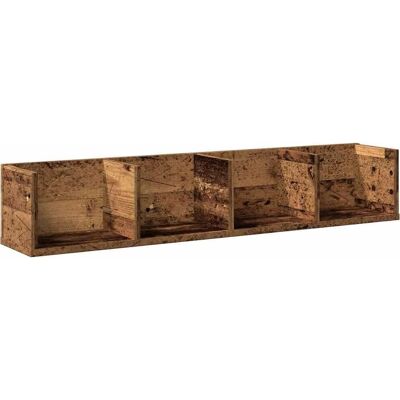 vidaXL Old Wood 100x18x18 cm Wall Shelf for CDs - Wall Mounted Storage vidaXL Old Wood 100x18x18 cm Wall Shelf for CDs - Wall Mounted Storage