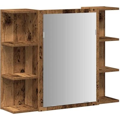 Badeværelsesspejlskab i gammel træ - 80x20.5x64 cm Fugtbestandigt spånplade Badeværelsesspejlskab i gammel træ - 80x20.5x64 cm Fugtbestandigt spånplade