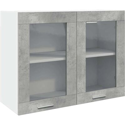 Armoire en Verre Suspendue vidaXL Gris Béton - Rangement Cuisine Armoire en Verre Suspendue vidaXL Gris Béton - Rangement Cuisine