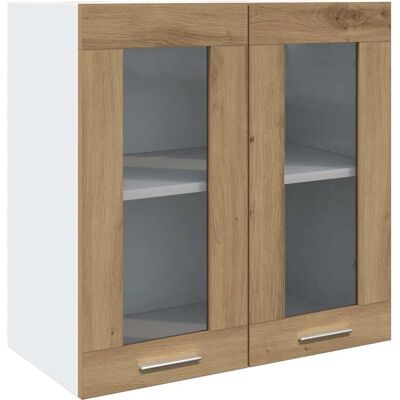 vidaXL Artisan Eiche Wandregal - Küche Glas Tür Aufbewahrung vidaXL Artisan Eiche Wandregal - Küche Glas Tür Aufbewahrung