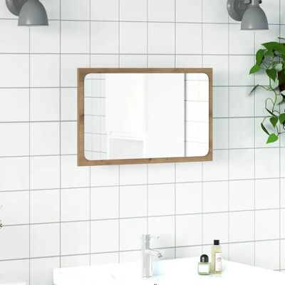 Lustro łazienkowe LED z dębem rzemieślniczym - 60x8,5x38 cm Lustro łazienkowe LED z dębem rzemieślniczym - 60x8,5x38 cm