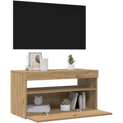 vidaXL Håndlavet eg 75x35x40cm TV-skab med LED-lys - 2 stk vidaXL Håndlavet eg 75x35x40cm TV-skab med LED-lys - 2 stk