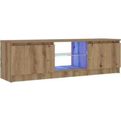 vidaXL TV Cabinet with LED Lights Artisian Oak 120x30x36 cm Engineered Wood - Meuble TV - Publicité vidaXL TV Cabinet with LED Lights Artisian Oak 120x30x36 cm Engineered Wood - Meuble TV - Publicité