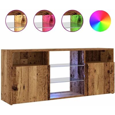 vidaXL 856351 TV-Schrank mit LED-Leuchten Altholz - TV Möbel vidaXL 856351 TV-Schrank mit LED-Leuchten Altholz - TV Möbel
