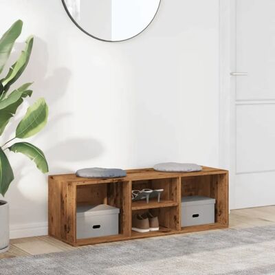 vidaXL Banc en Bois Vieilli Marron pour Rangement de Chaussures - Banc à chaussures - Publicité vidaXL Banc en Bois Vieilli Marron pour Rangement de Chaussures - Banc à chaussures - Publicité