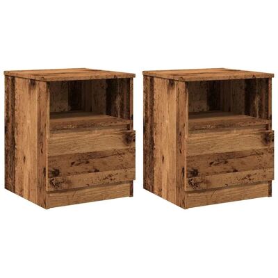 Table de Nuit Bois Ancien - 2 Pièces avec Rangement - Publicité Table de Nuit Bois Ancien - 2 Pièces avec Rangement - Publicité