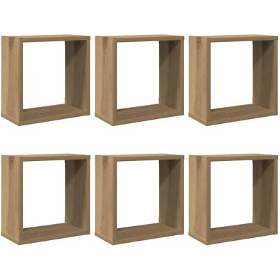 vidaXL Wall Shelves 6 pcs Artisan Oak 30x15x30 cm - Wall Shelves vidaXL Wall Shelves 6 pcs Artisan Oak 30x15x30 cm - Wall Shelves