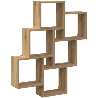 Étagère murale cube artisan chêne 78x15x93 cm - Étagère murale - Publicité Étagère murale cube artisan chêne 78x15x93 cm - Étagère murale - Publicité