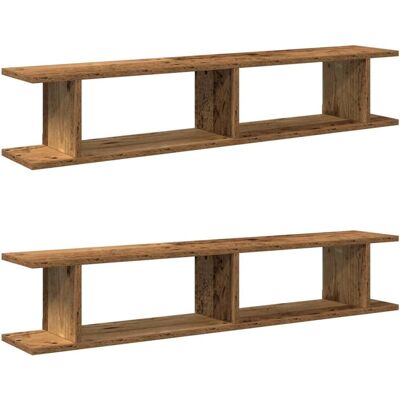 vidaXL 2x Old Wood Wall Shelves - Wall Shelf Storage vidaXL 2x Old Wood Wall Shelves - Wall Shelf Storage