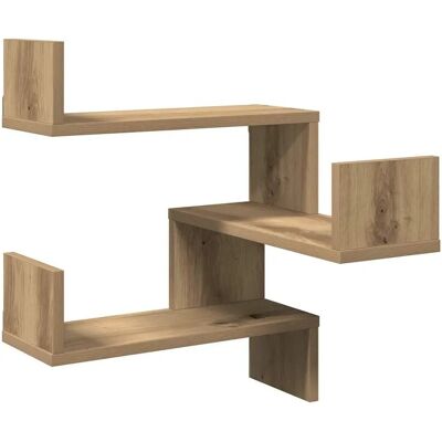 vidaXL Wall Corner Shelf Artisan Oak 40x40x49.5 cm Engineered Wood - Wall Corner Shelf vidaXL Wall Corner Shelf Artisan Oak 40x40x49.5 cm Engineered Wood - Wall Corner Shelf