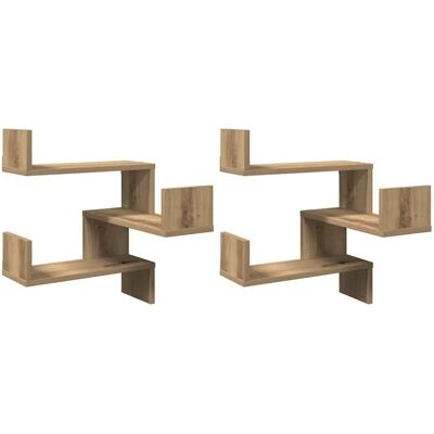 vidaXL Wall Corner Shelves Artisan Oak - Wall Corner Shelves vidaXL Wall Corner Shelves Artisan Oak - Wall Corner Shelves
