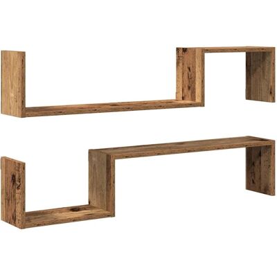 vidaXL Wandplanken 2 stuks Oud Hout 100x15x20 cm Geëngineerd Hout - Wandplanken vidaXL Wandplanken 2 stuks Oud Hout 100x15x20 cm Geëngineerd Hout - Wandplanken