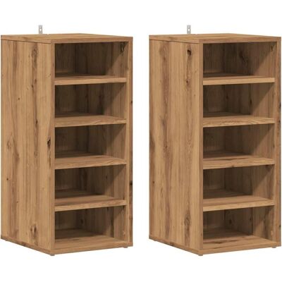 vidaXL Artisan Eiken Schoenopberger - 2 st - Hal Bank vidaXL Artisan Eiken Schoenopberger - 2 st - Hal Bank