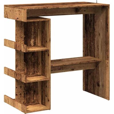 vidaXL Bar Table with Storage Rack Old Wood - Bar Table vidaXL Bar Table with Storage Rack Old Wood - Bar Table