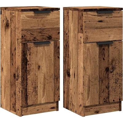 vidaXL Dressoir 2 stuks oud hout 30x30x70 - Dressoir vidaXL Dressoir 2 stuks oud hout 30x30x70 - Dressoir