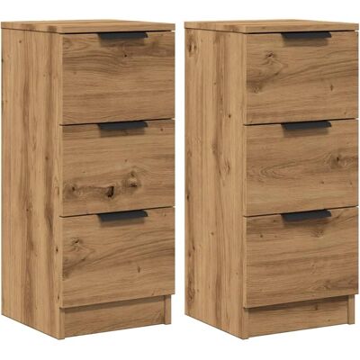 vidaXL Dressoir Eikenhout - 2 stuks - Stabiele, elegante opbergoplossing vidaXL Dressoir Eikenhout - 2 stuks - Stabiele, elegante opbergoplossing